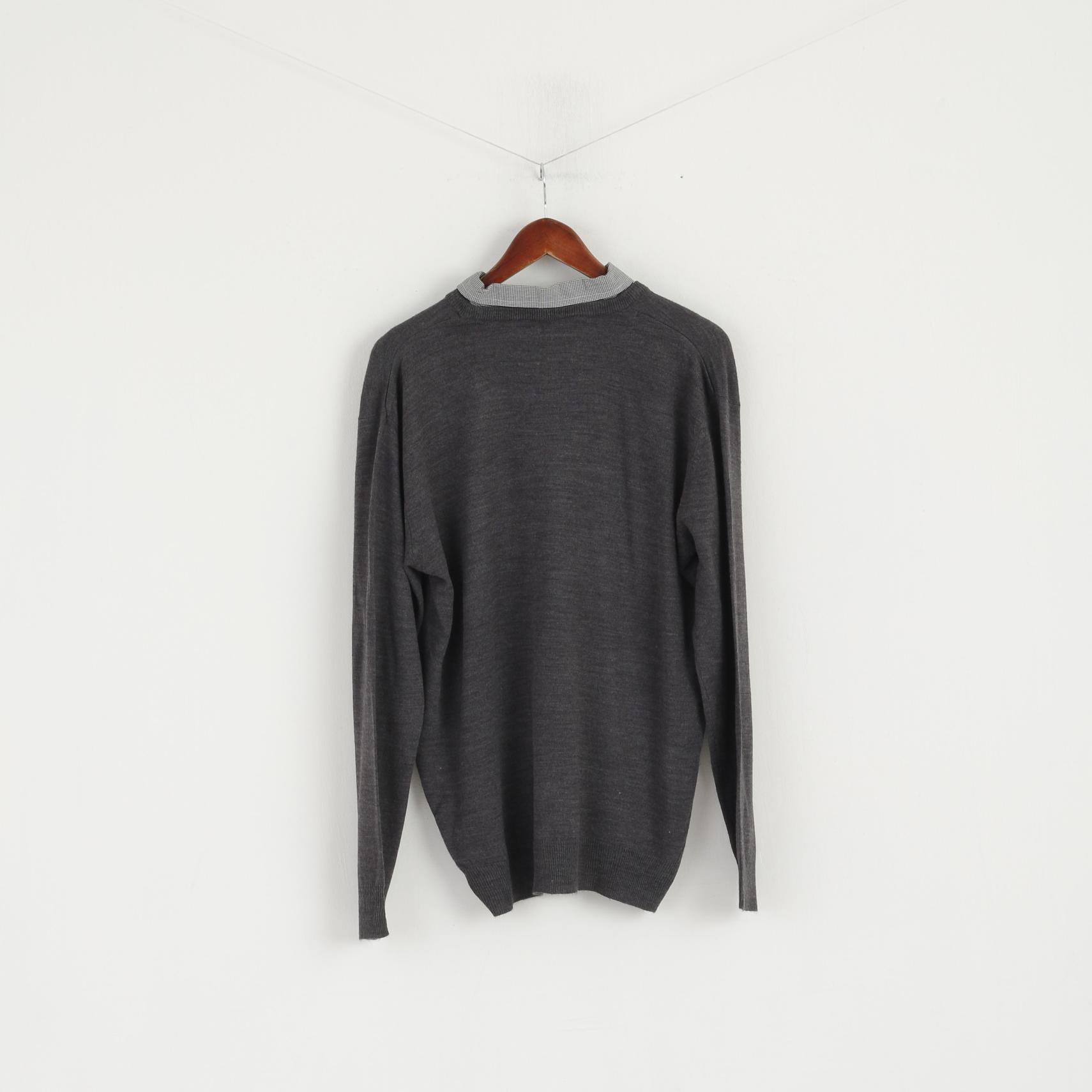 Pierre Cardin Uomo M Maglione Grigio Scollo a V Colletto Elegante Maglione Acrilico Leggero