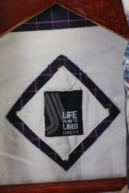 Life and Limb London Men M Casual Shirt White Corron Paisley  Long Sleeve Top