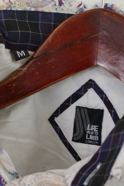 Life and Limb London Camicia casual da uomo M Top a maniche lunghe con motivo Paisley bianco Corron