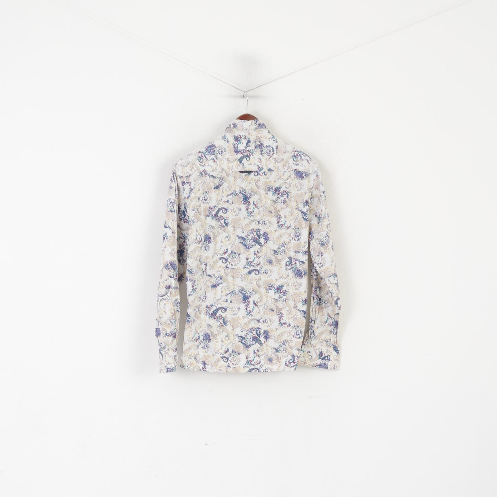 Life and Limb London Chemise décontractée pour homme Blanc Corron Paisley Haut à manches longues