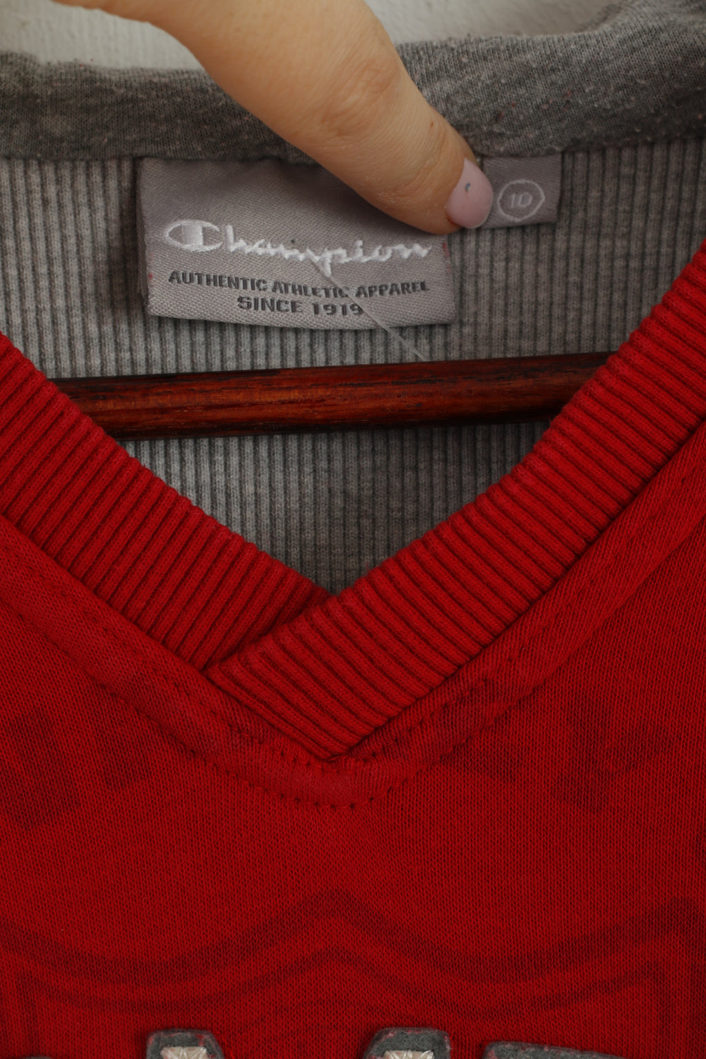 Champion Women 10 S Sweatshirt Rouge Coton À Capuche Poche Kangourou Haut De Sport