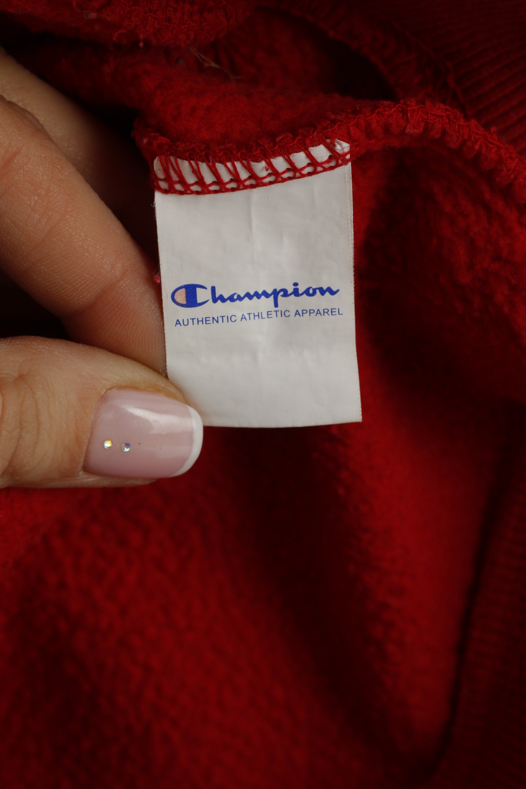 Champion Women 10 S Sweatshirt Rouge Coton À Capuche Poche Kangourou Haut De Sport