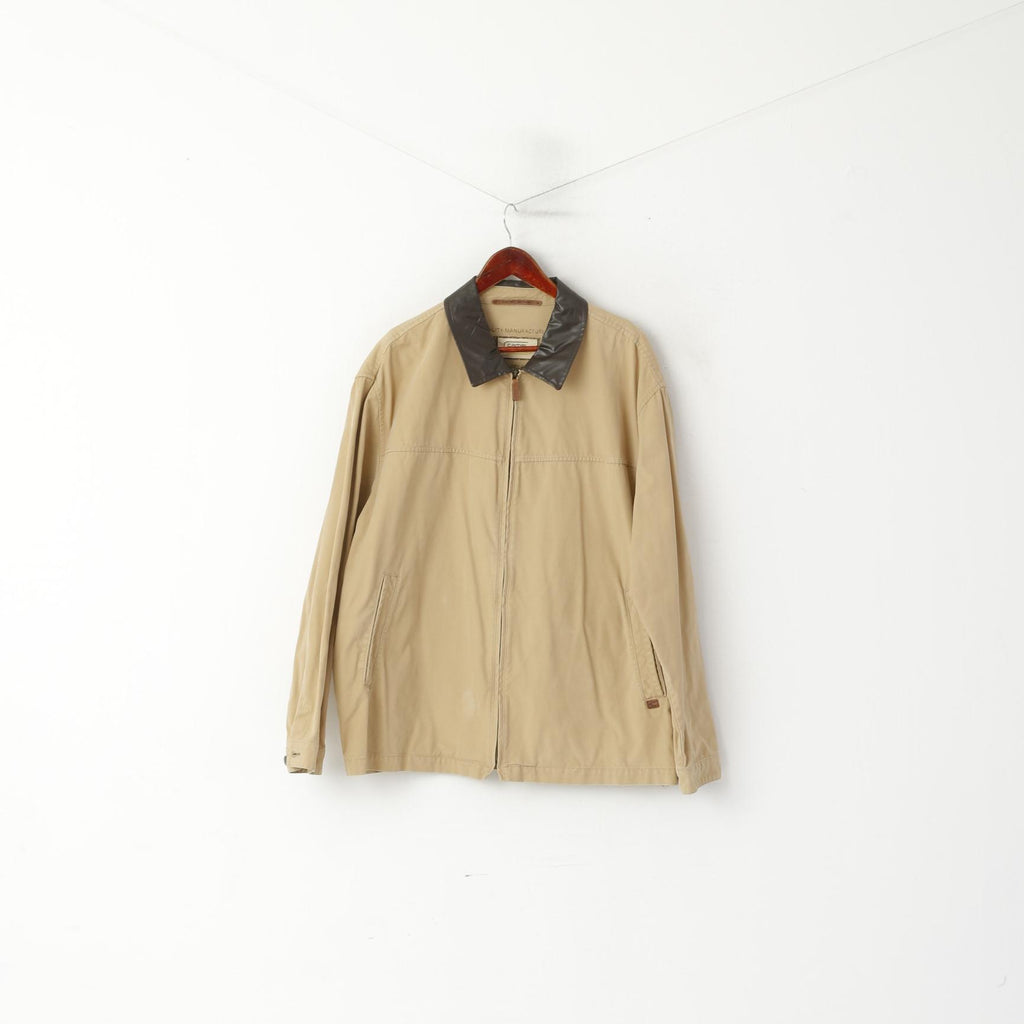 Camel Active Men XL Veste Beige Coton Classique Uni Safari Full Zip Top