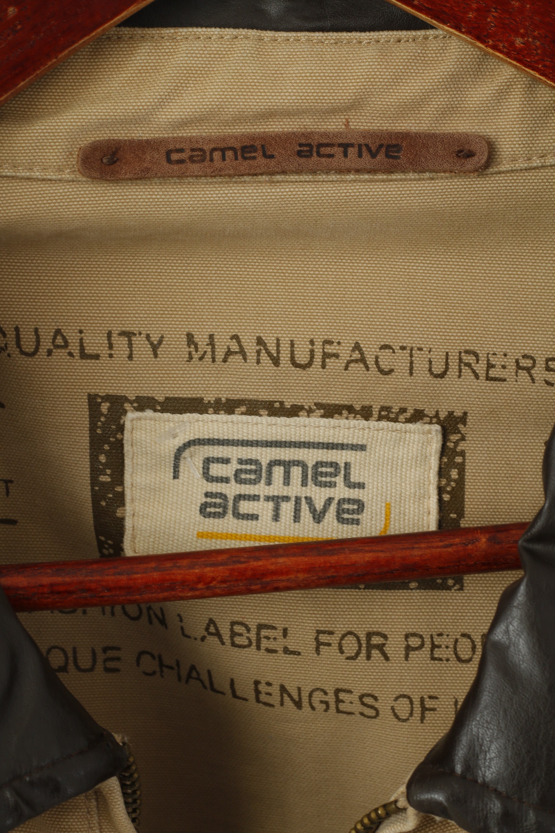 Camel Active Men XL Veste Beige Coton Classique Uni Safari Full Zip Top