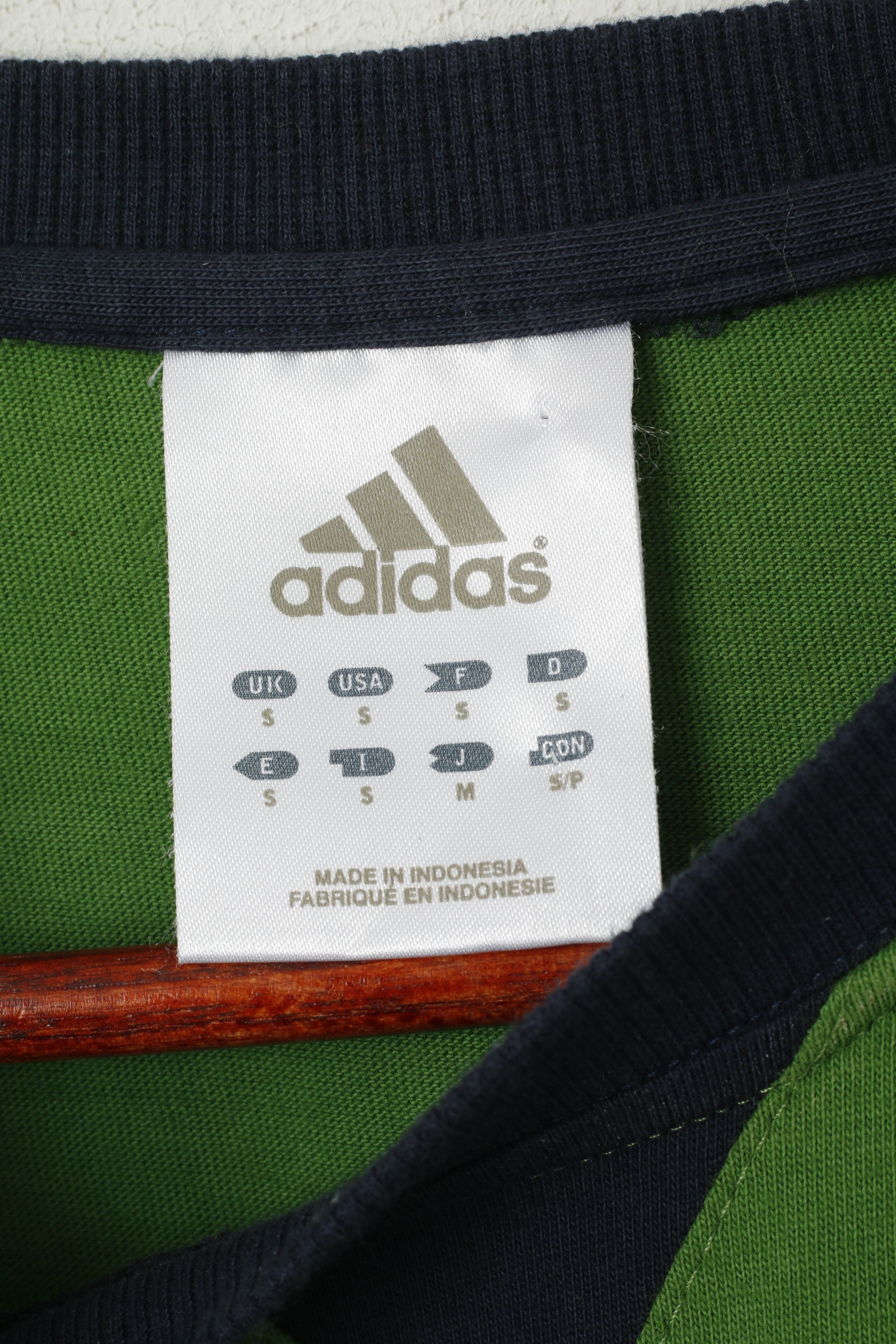 Adidas Men S Shirt Green Cotton Emroidered Logo Crew Neck Sport Traning Top