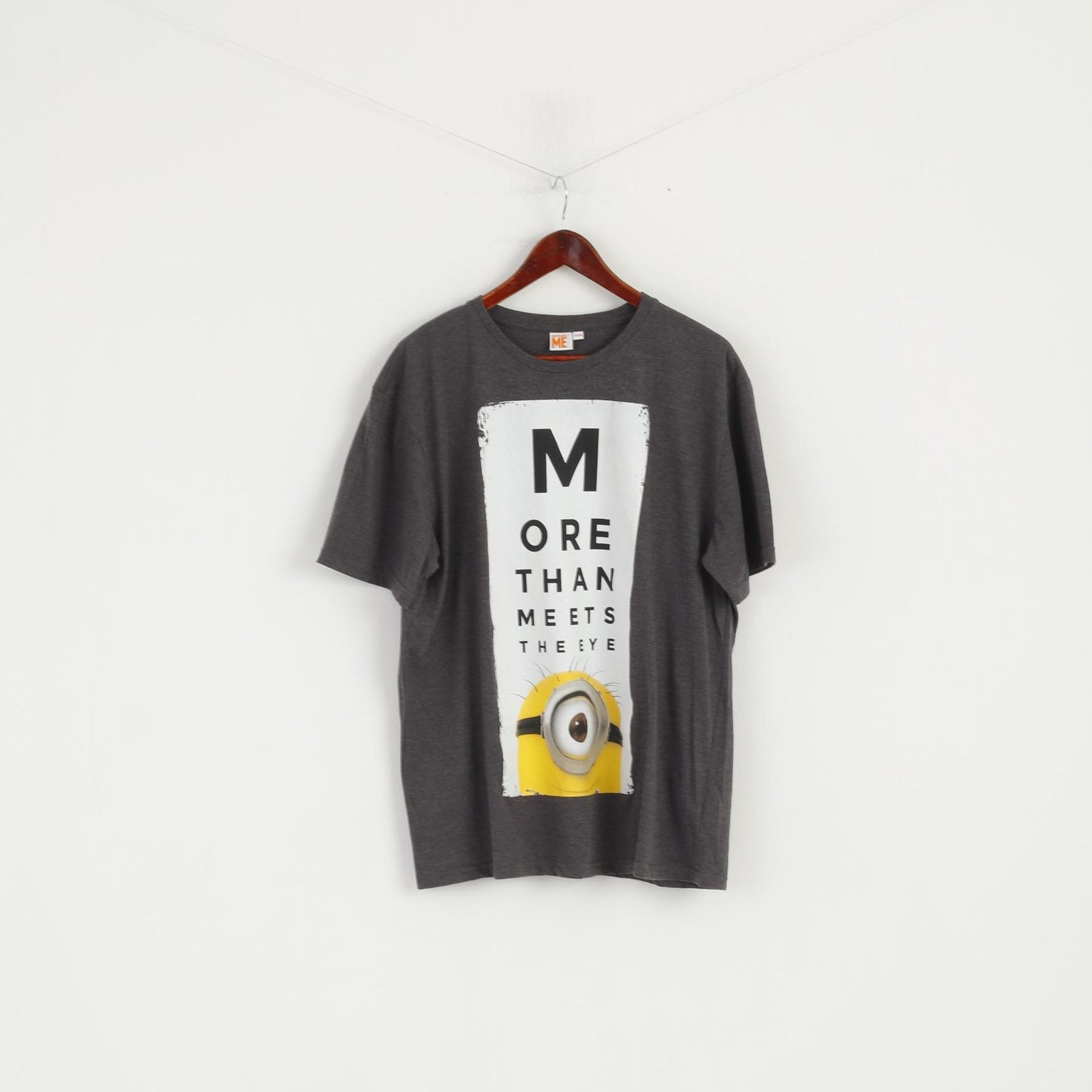 Despicable Me Men 56/58 XXL T-Shirt Grey Cotton Minion Graphic Short Sleeve Top