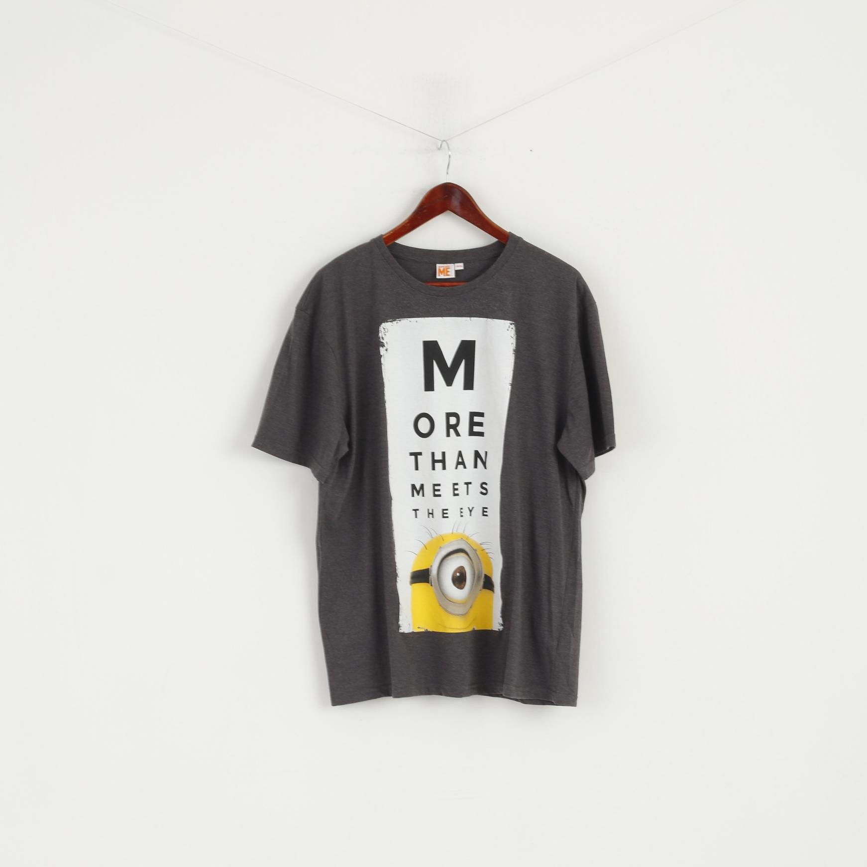 Despicable Me Men 56/58 XXL T-Shirt Gris Coton Minion Graphique Haut à Manches Courtes
