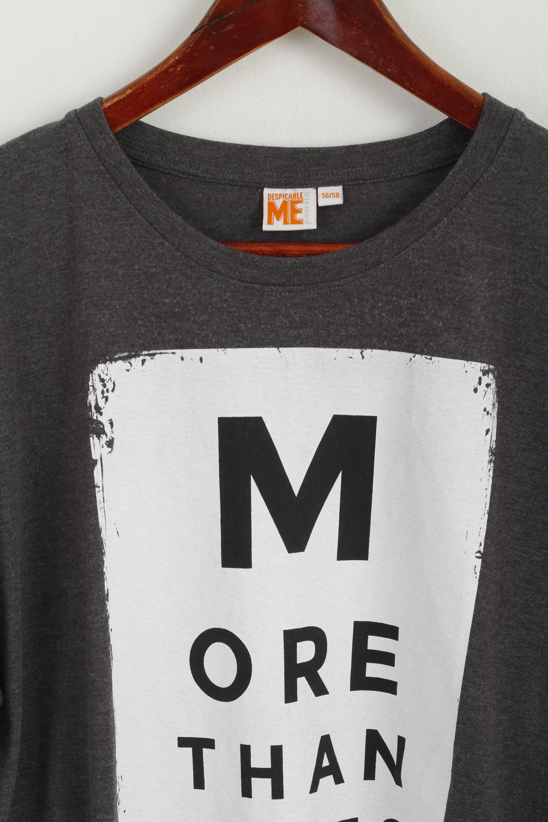 Despicable Me Men 56/58 XXL T-Shirt Gris Coton Minion Graphique Haut à Manches Courtes