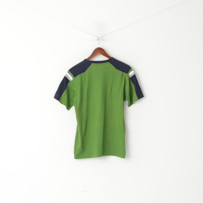 Adidas Men S Shirt Green Cotton Emroidered Logo Crew Neck Sport Traning Top