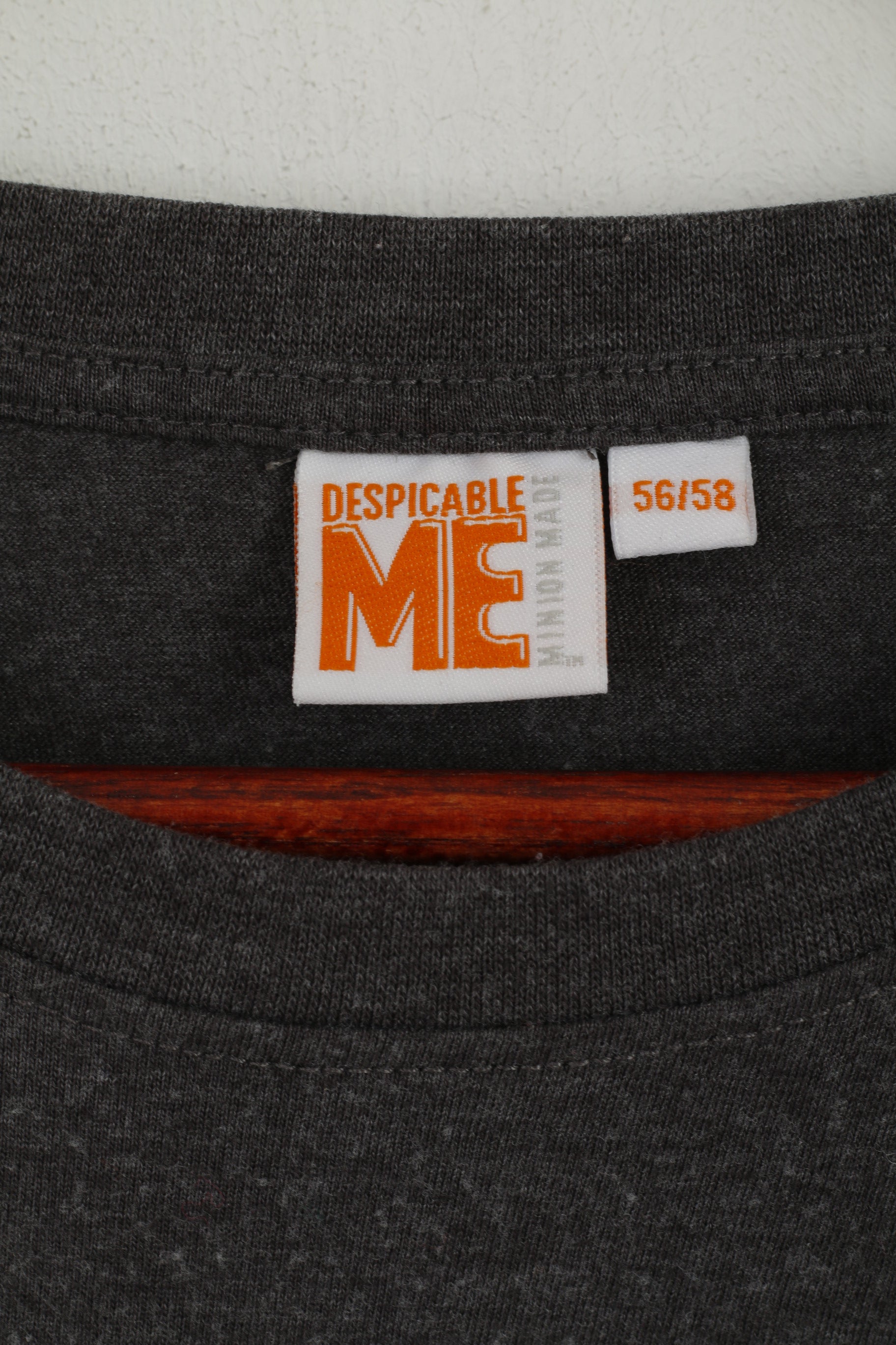 Despicable Me Men 56/58 XXL T-Shirt Gris Coton Minion Graphique Haut à Manches Courtes