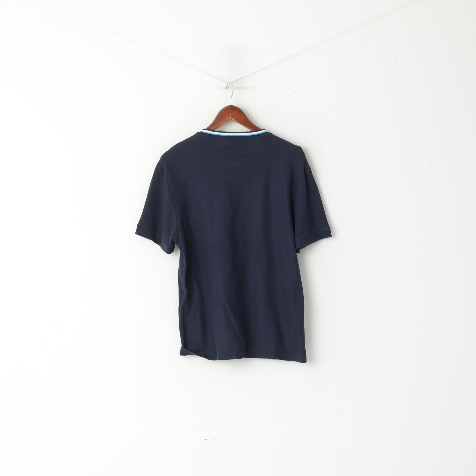 Original Penguin Chemise L pour homme en coton bleu marine avec logo uni extensible à col rond