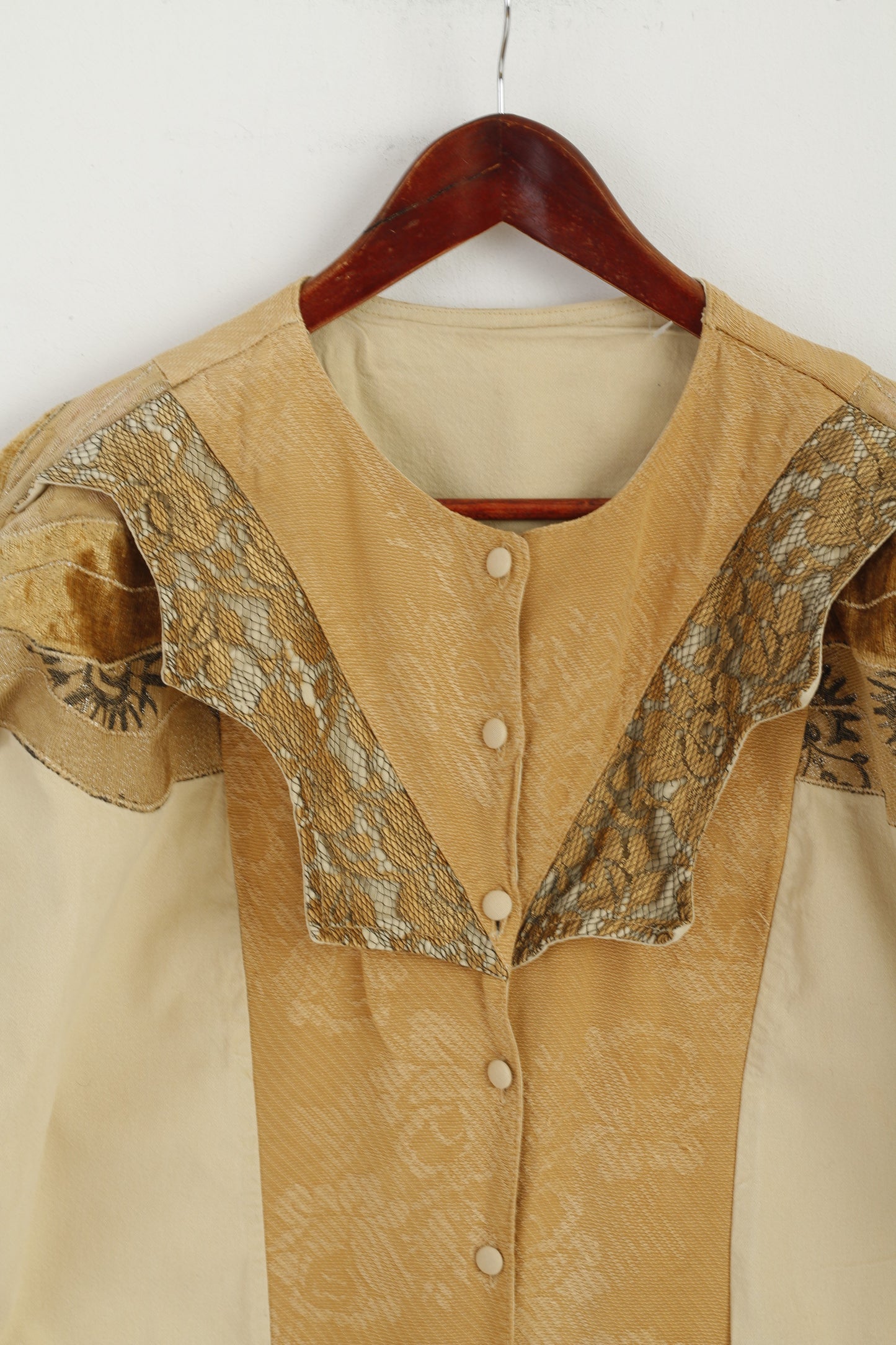 Rita Bzu Fani Women L Jacket Beige Moda Italia Vintage Bomber Buttoned Gold Top