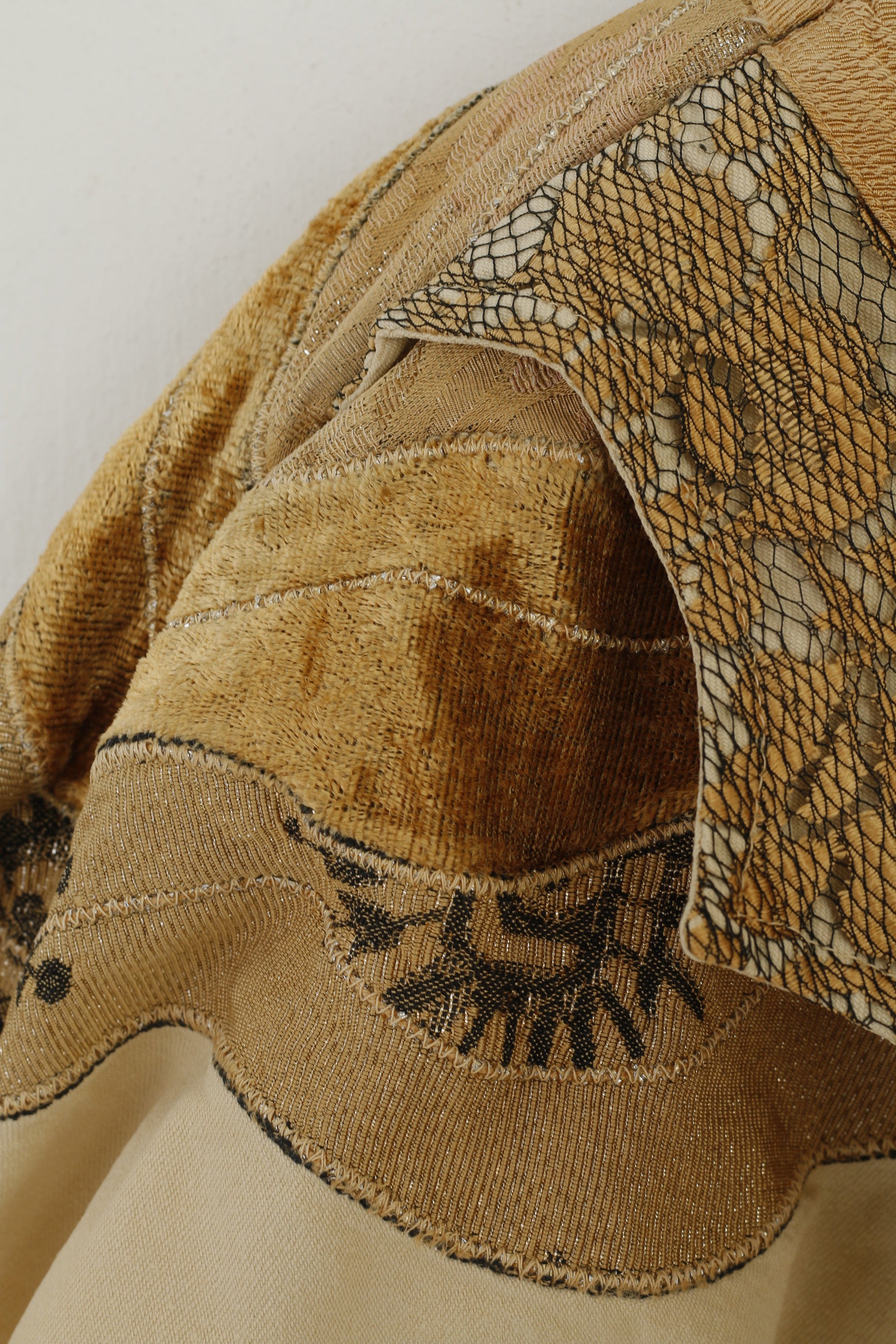 Rita Bzu Fani Women L Jacket Beige Moda Italia Vintage Bomber Buttoned Gold Top