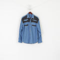 Vintage Men 39/40 M/L Casual Shirt Blue Denim Cotton Western Cowboy Top