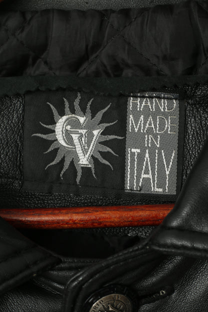 GV Emporio Men L Jacket Noir Fabriqué à la main en Italie Haut décontracté boutonné doux