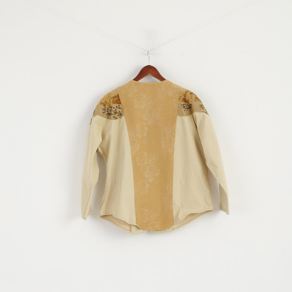 Rita Bzu Fani Women L Jacket Beige Moda Italia Vintage Bomber Buttoned Gold Top