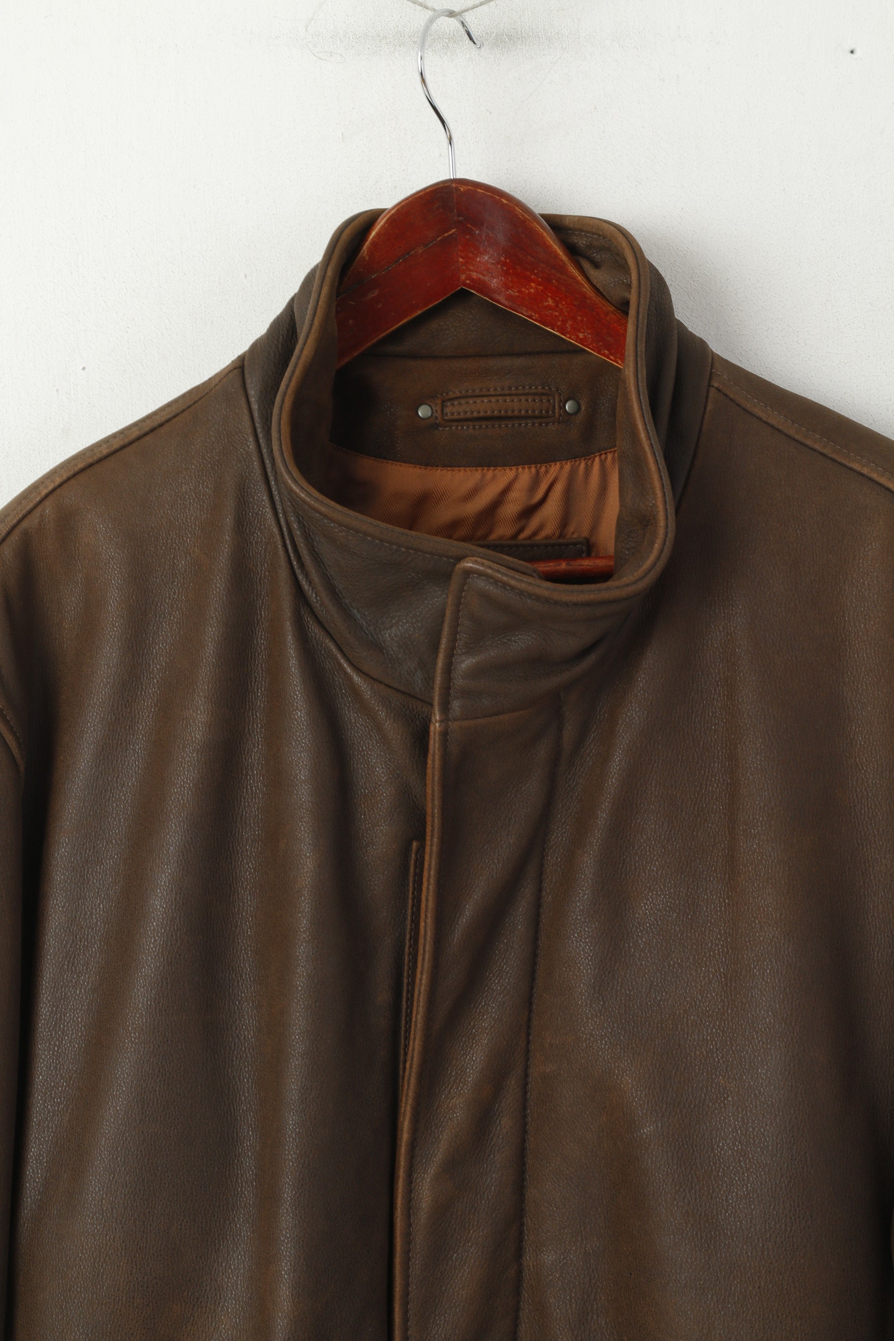 Trapper Men 54 44 XL Leather Jacket Brown Silvio Full Zipper Classic Cow Nubuk Top