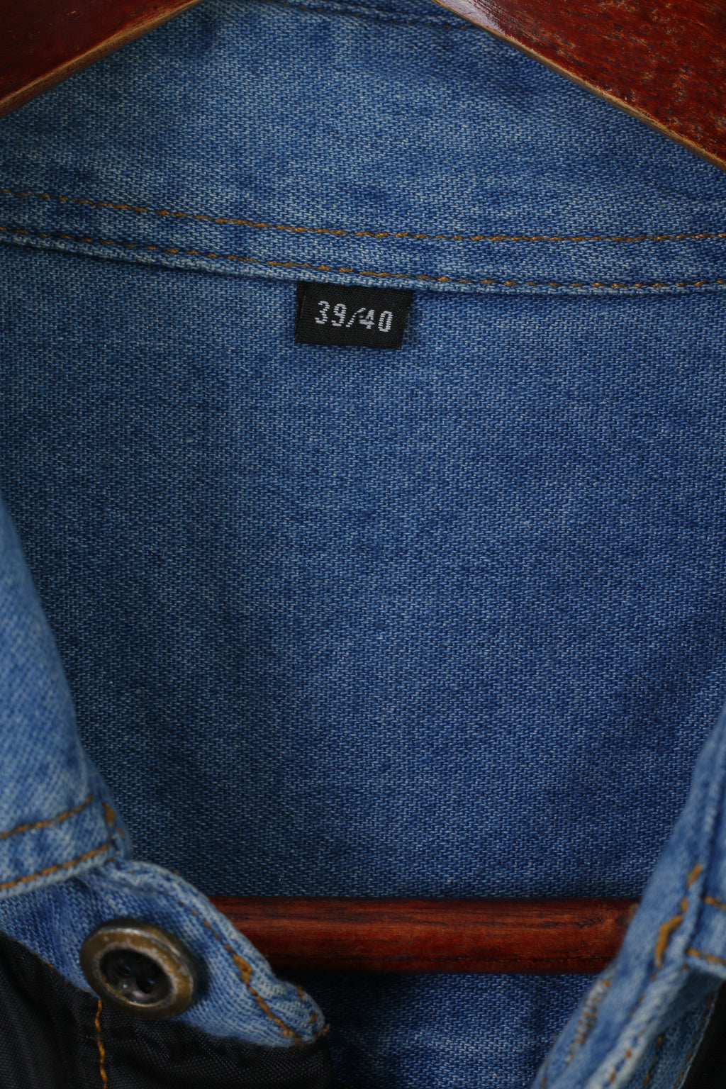 Vintage Men 39/40 M/L Casual Shirt Blue Denim Cotton Western Cowboy Top