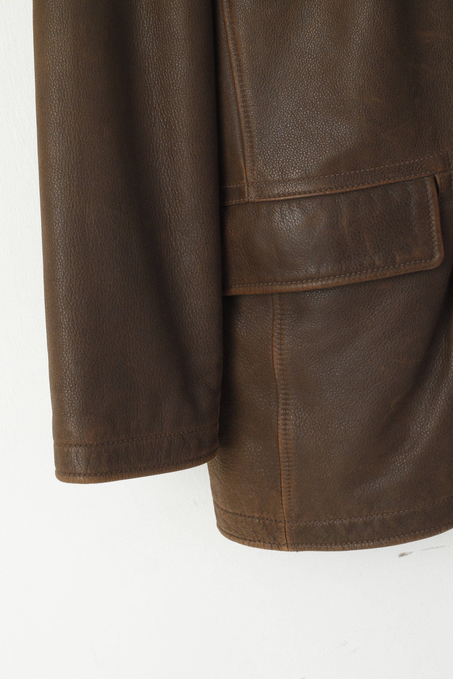 Trapper Men 54 44 XL Leather Jacket Brown Silvio Full Zipper Classic Cow Nubuk Top