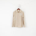 Nigel Hall Chemise décontractée XL pour homme en coton beige brodé à manches longues