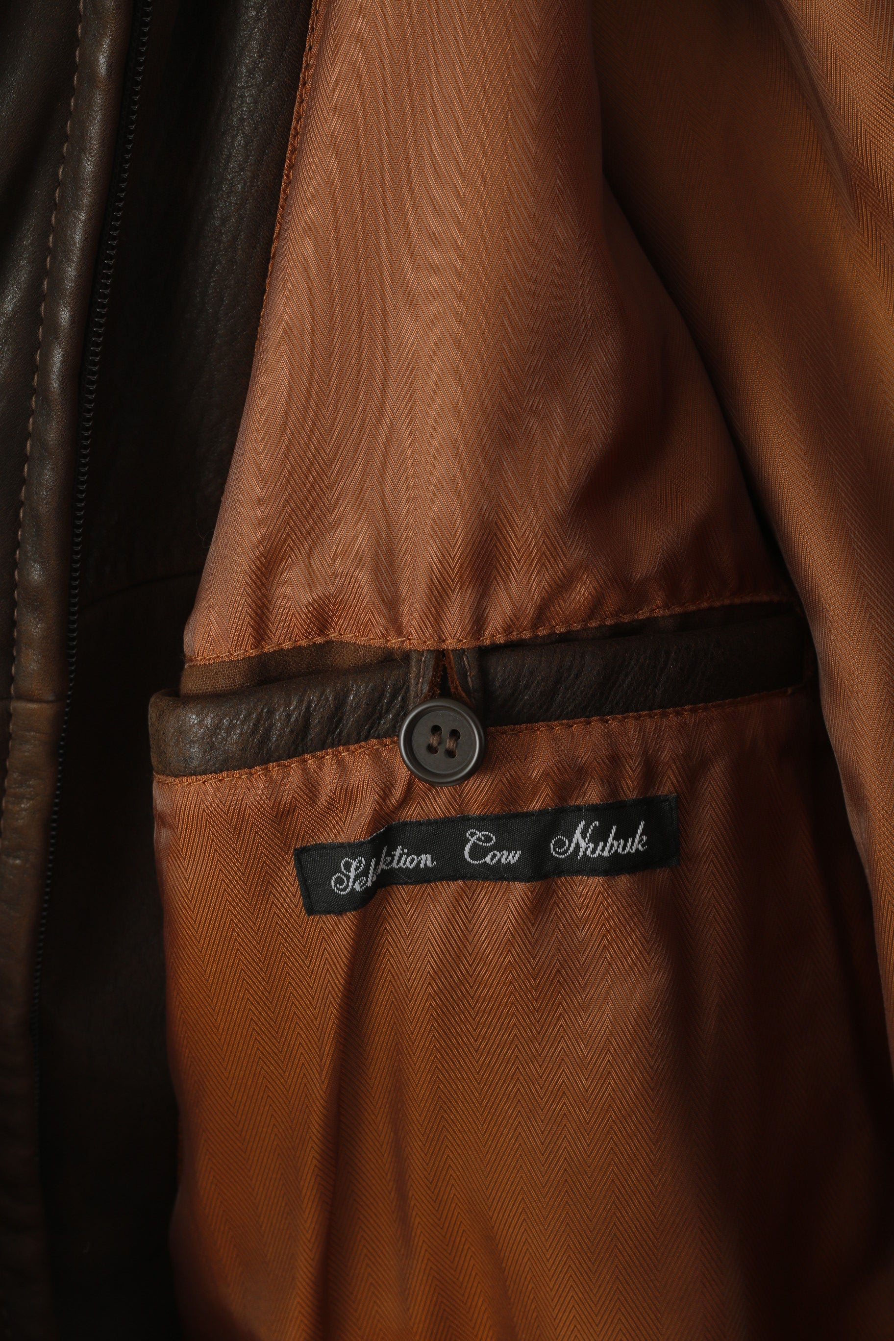 Trapper Uomo 54 44 XL Giacca in pelle Marrone Silvio Cerniera completa Classico Top in nabuk di mucca