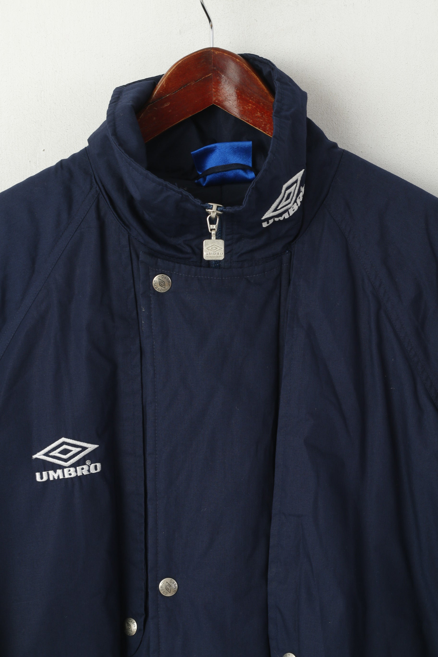 Umbro Men XL Coat Navy Vintage Oversize Full Zipper Light Padded Outdoot