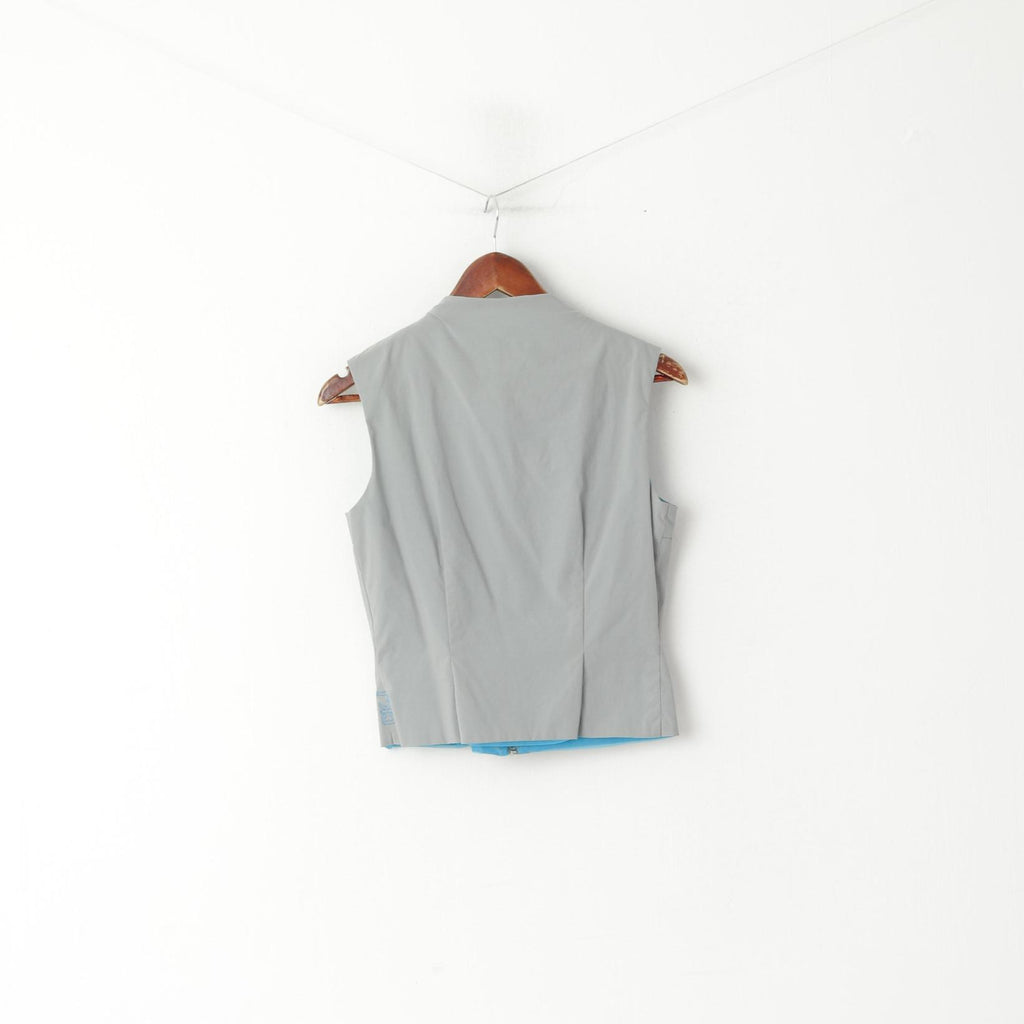 Calvin Klein Jeans Femmes L (S) Gilet Gris Nylon Zip Up Cropped Sport Haut Sans Manches