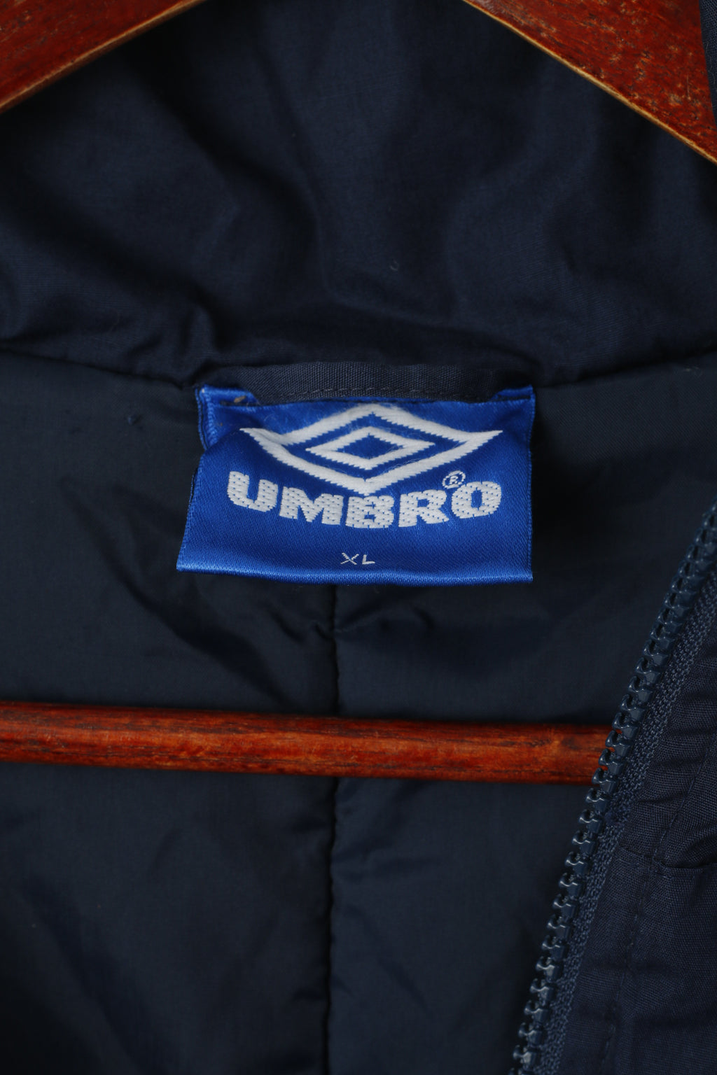 Umbro Men XL Coat Navy Vintage Oversize Full Zipper Light Padded Outdoot