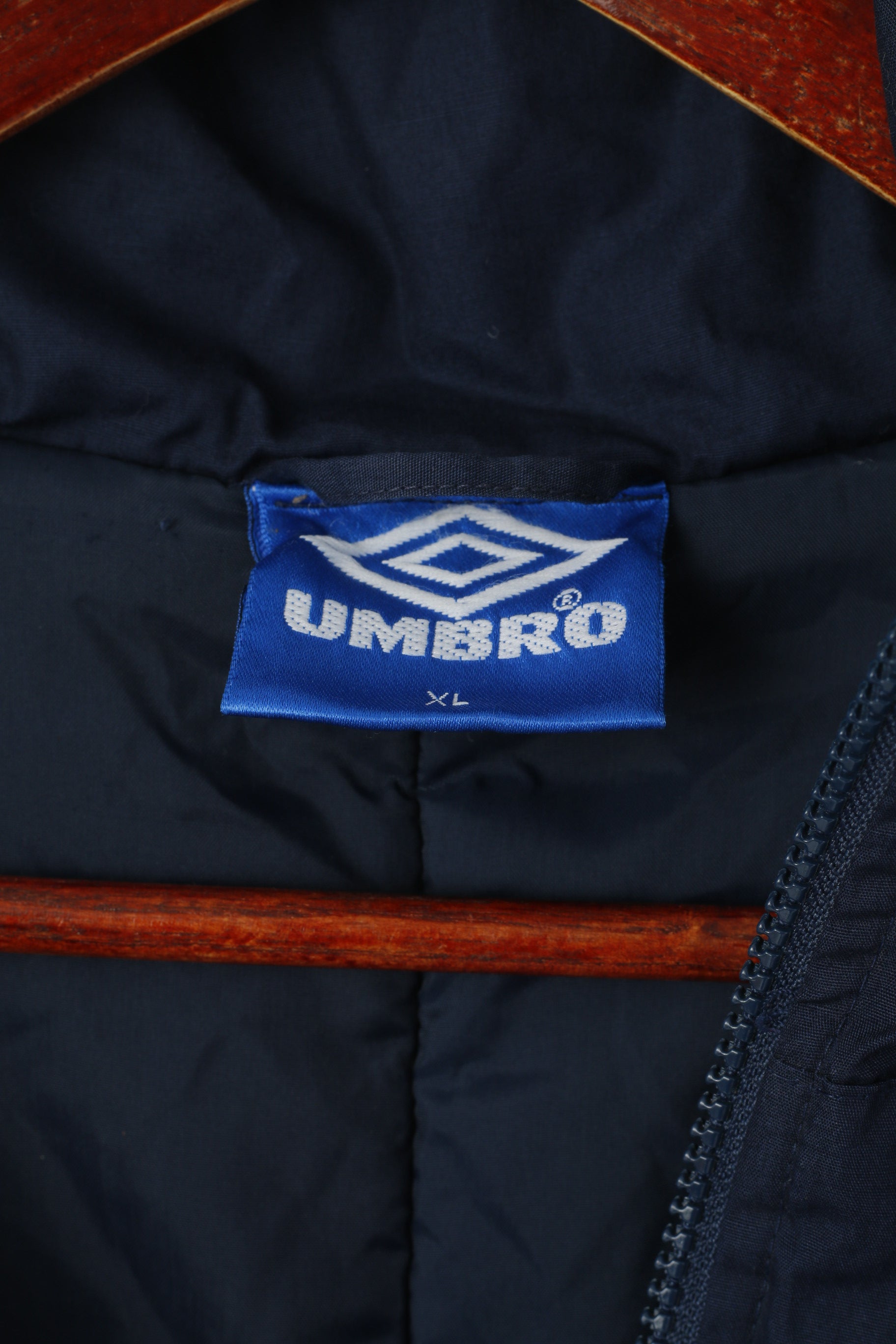Umbro Men XL Coat Navy Vintage Oversize Full Zipper Light Padded Outdoot
