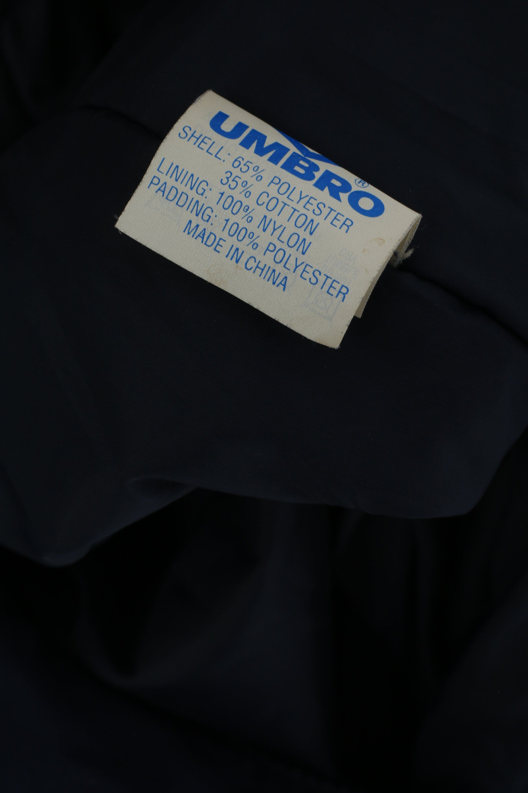 Umbro Men XL Coat Navy Vintage Oversize Full Zipper Light Padded Outdoot