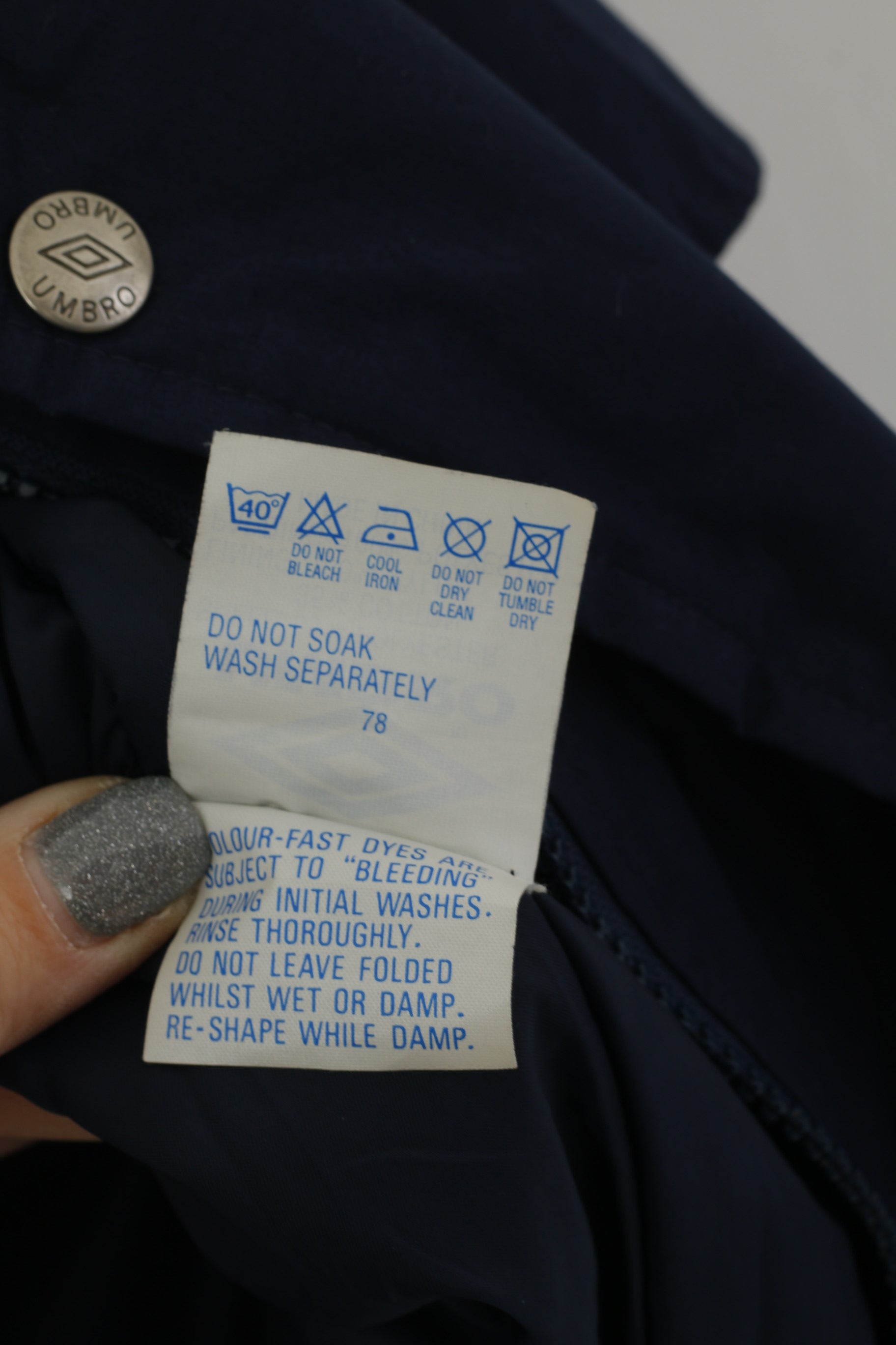 Umbro Men XL Coat Navy Vintage Oversize Full Zipper Light Padded Outdoot