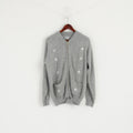 Cavalli Men M Sweater Grey Knit Full Zipper Cardigan Classic Wool Two Pockets Jumper