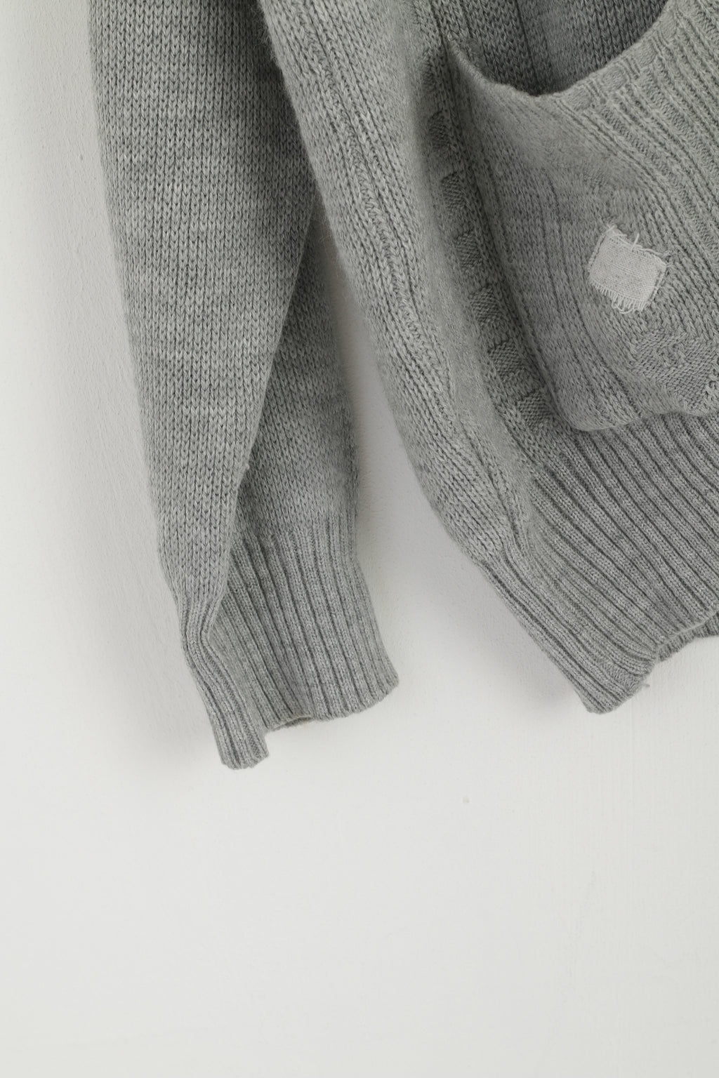 Cavalli Men M Sweater Grey Knit Full Zipper Cardigan Classic Wool Two Pockets Jumper
