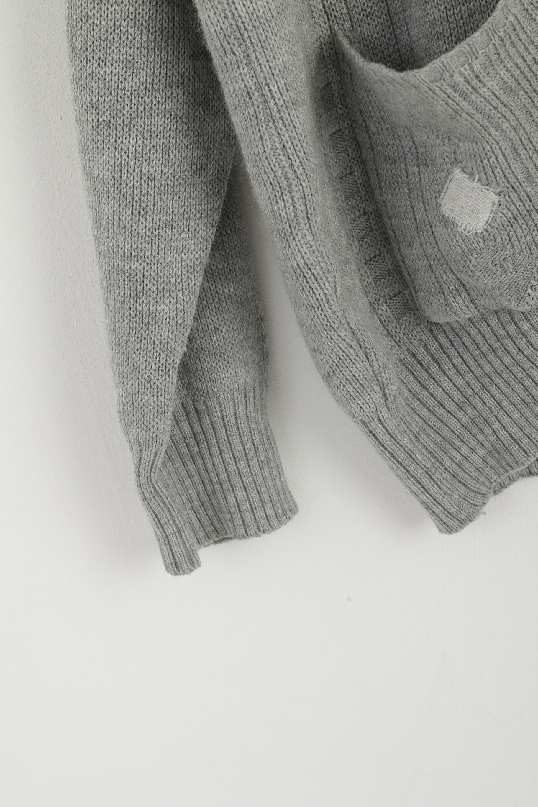 Cavalli Men M Sweater Grey Knit Full Zipper Cardigan Classic Wool Two Pockets Jumper