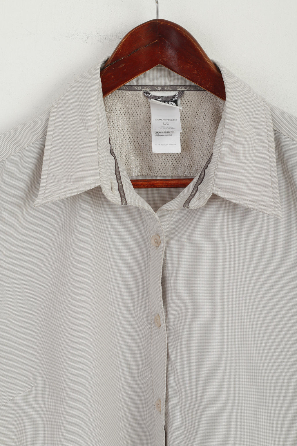 The North Face Women L Casual Shirt Grey Modal Outdoor Hiking Short Sleeve Top