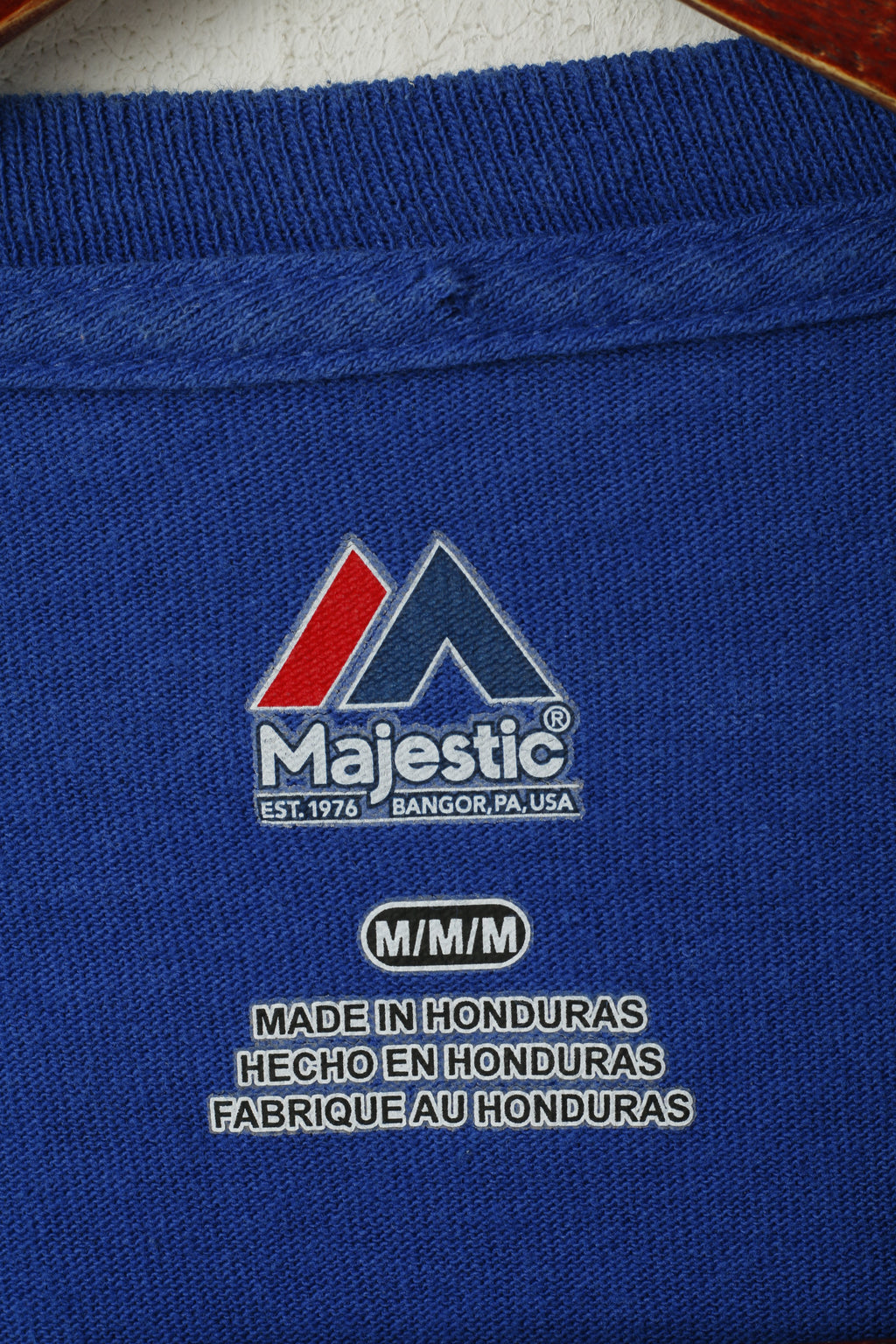 Majestic Men M Shirt Blue Cotton Los Angeles Dodgers Baseball Sport Top