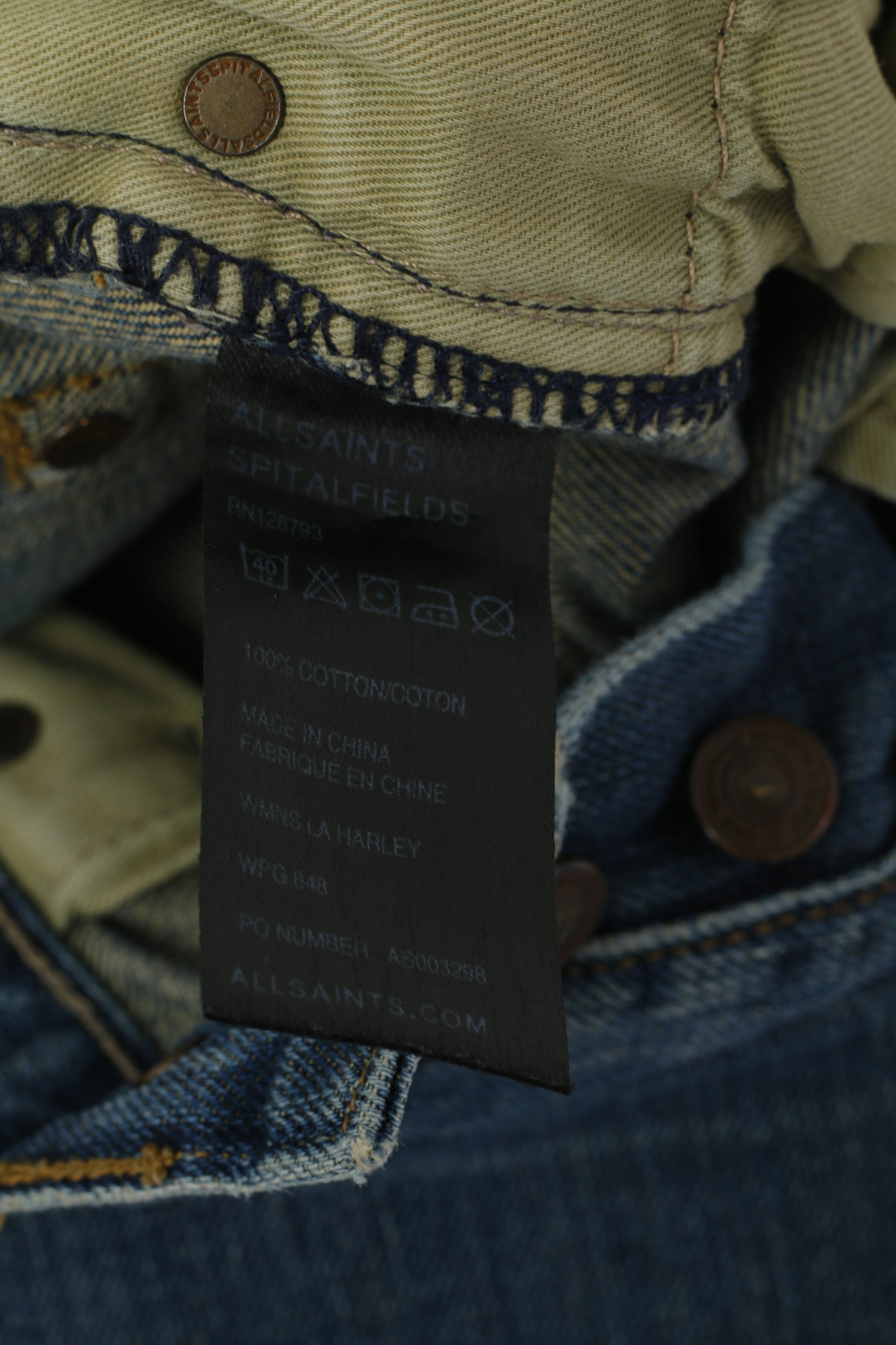 Allsaints Femme 30 Pantalon Jeans Navy Denim La Harley Pantalon Droit Classique