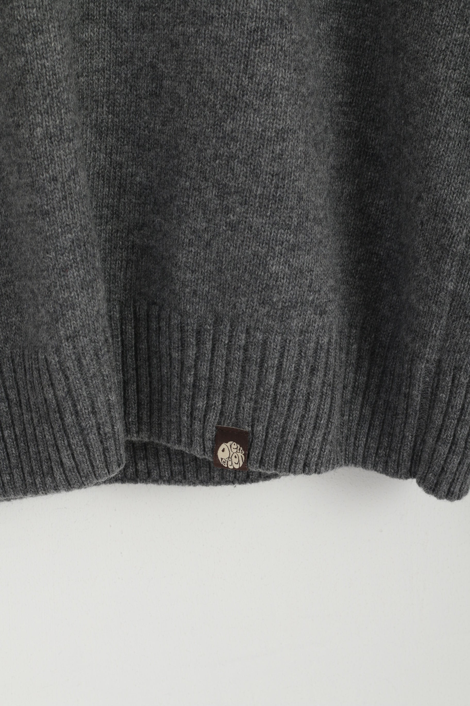 Pretty Green Men XS Jumper Grey Lambswool V Neck Classic Light Sweater