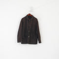 Clinton Pelle Uomo L Giacca in Pelle Marrone Vintage Made in Italy Western Top