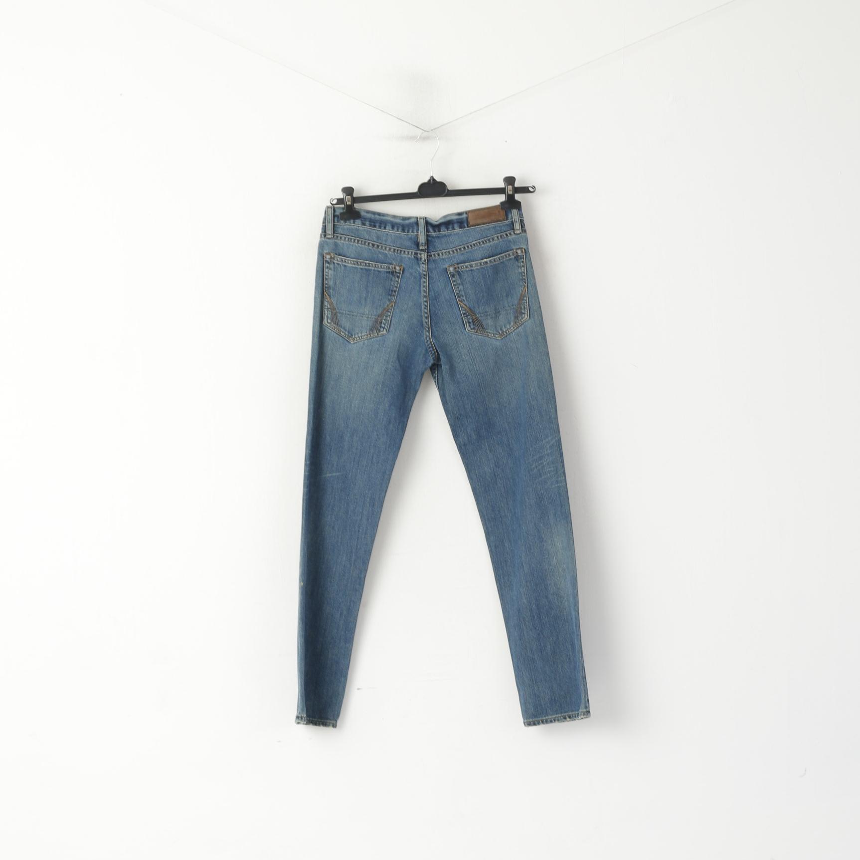 Allsaints Femme 30 Pantalon Jeans Navy Denim La Harley Pantalon Droit Classique