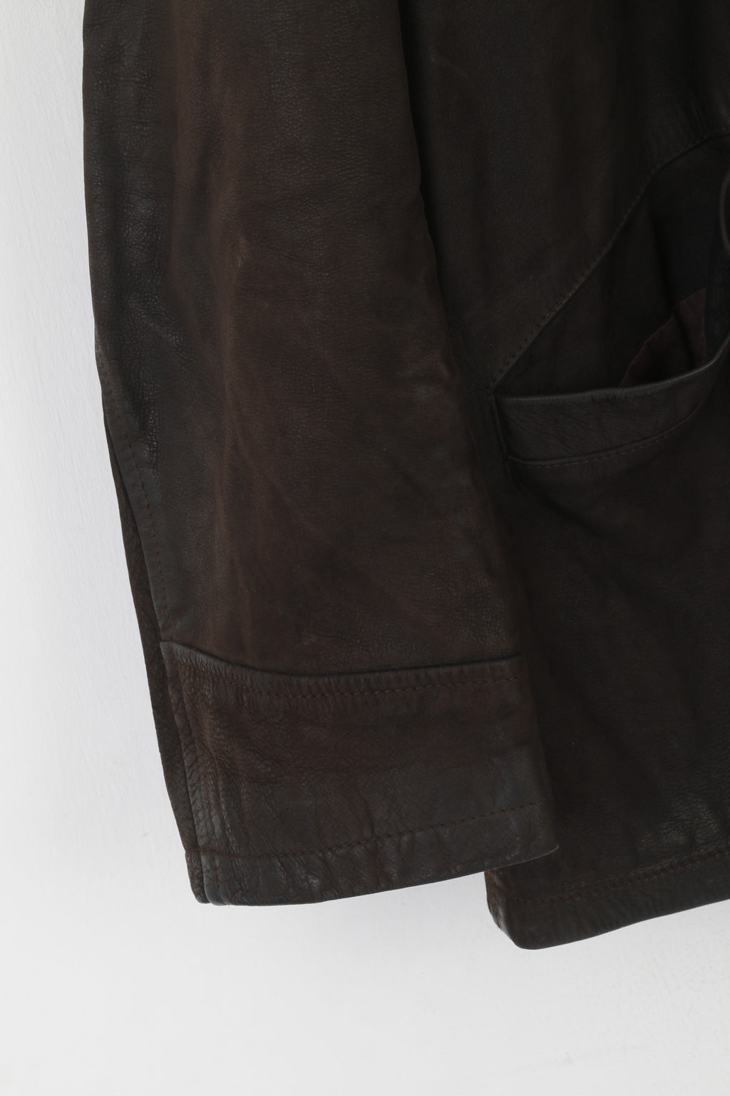 Clinton Pelle Uomo L Giacca in Pelle Marrone Vintage Made in Italy Western Top