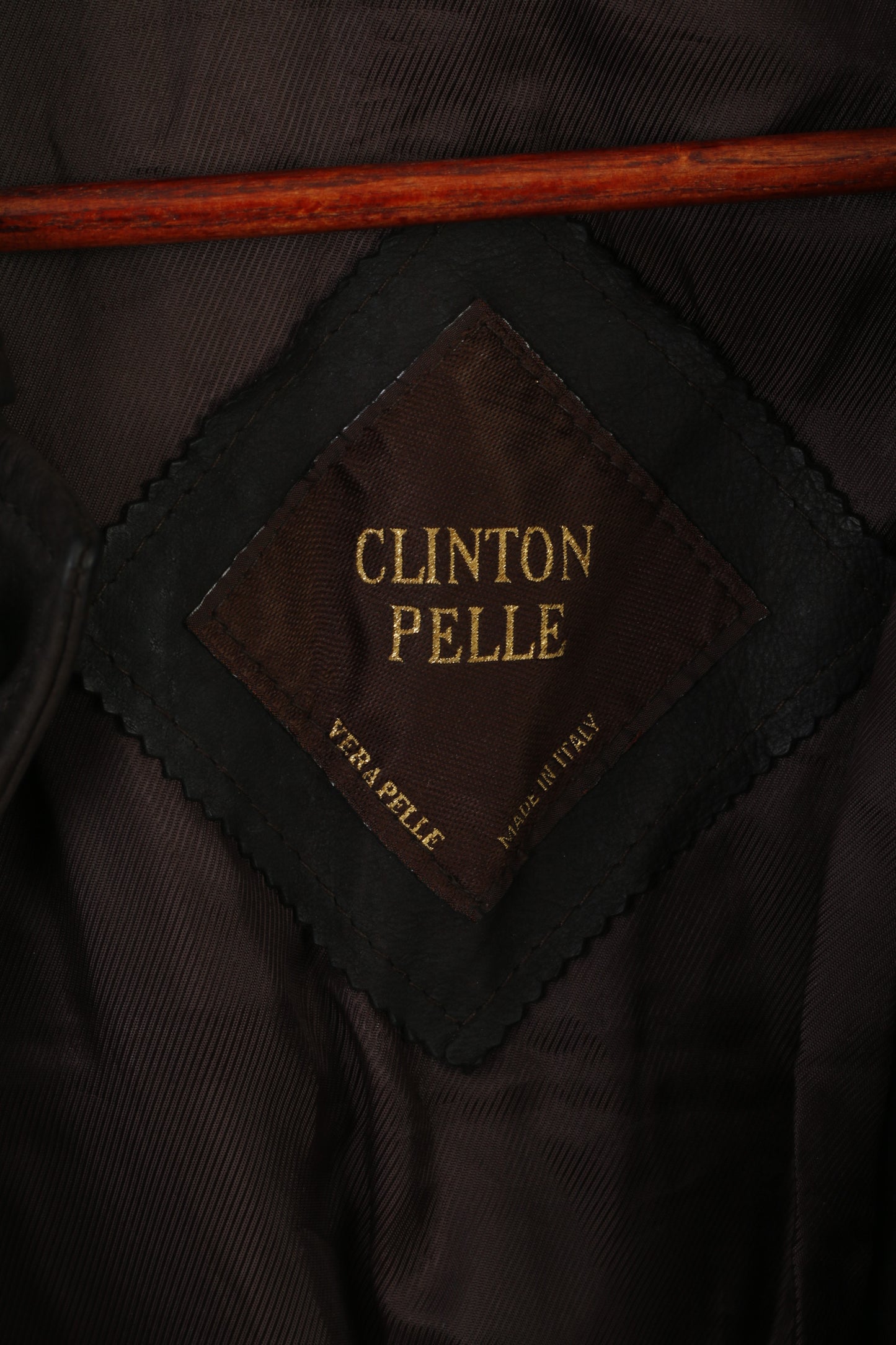 Clinton Pelle Men L Jacket Brown Leather Vintage Made in Italy Western Top