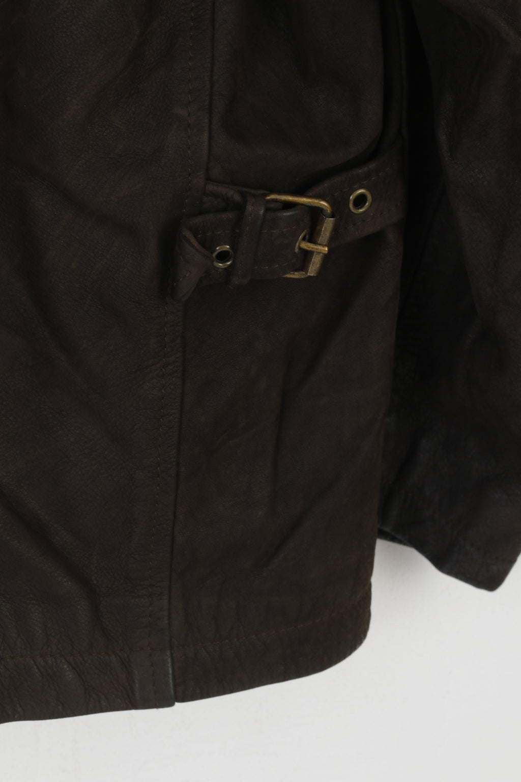 Clinton Pelle Uomo L Giacca in Pelle Marrone Vintage Made in Italy Western Top