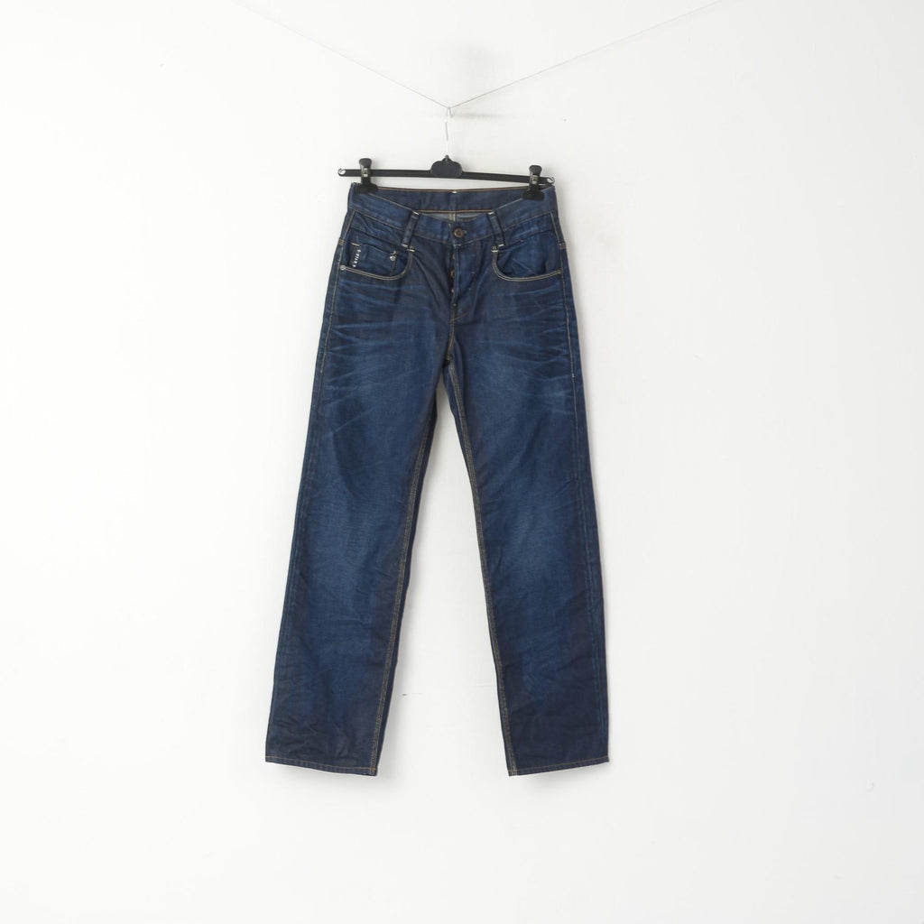 G Star Raw Men 30 Jeans Pantalon Pantalon Droit En Denim De Coton Bleu Marine Taille Haute