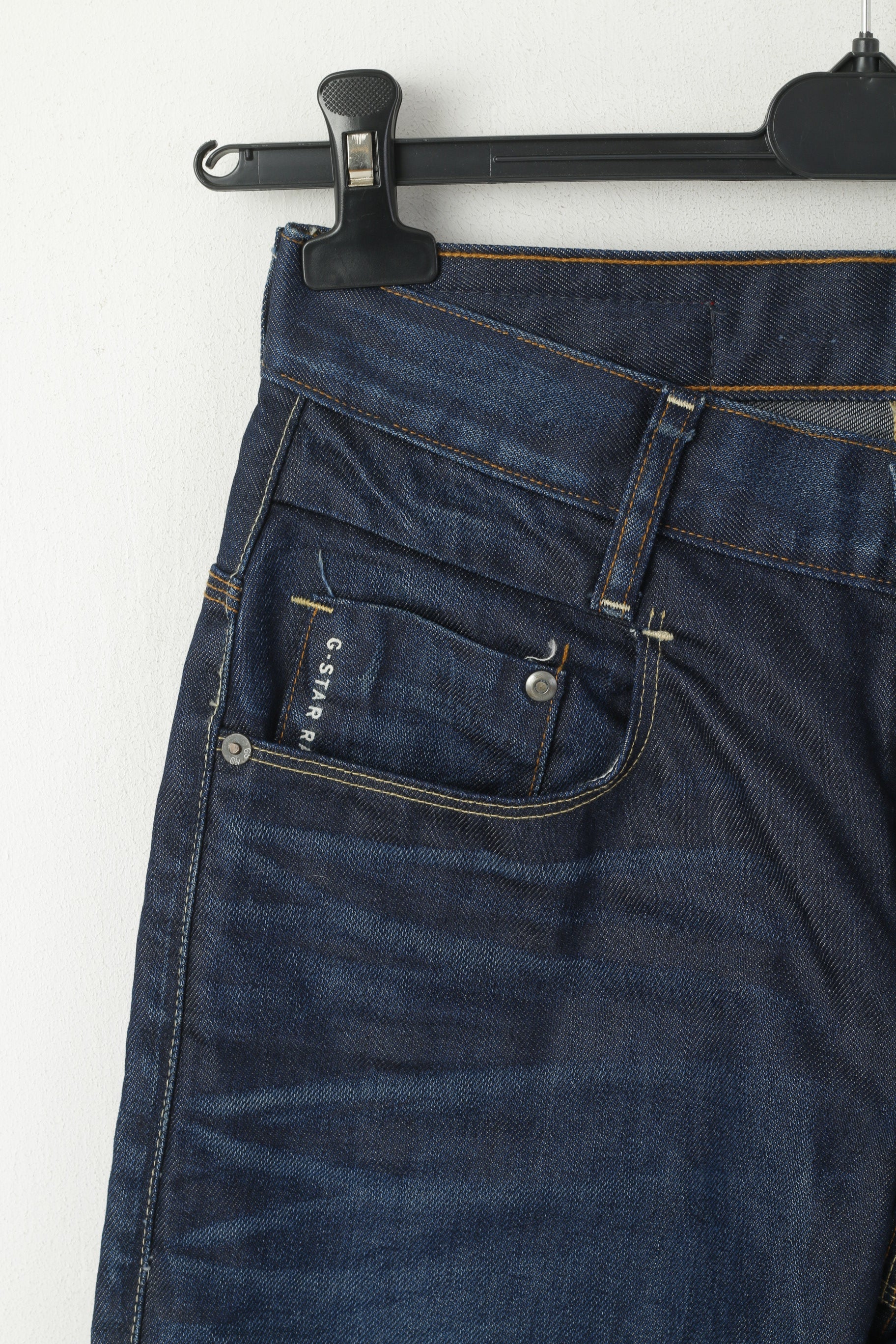 G Star Raw Men 30 Jeans Pantalon Pantalon Droit En Denim De Coton Bleu Marine Taille Haute