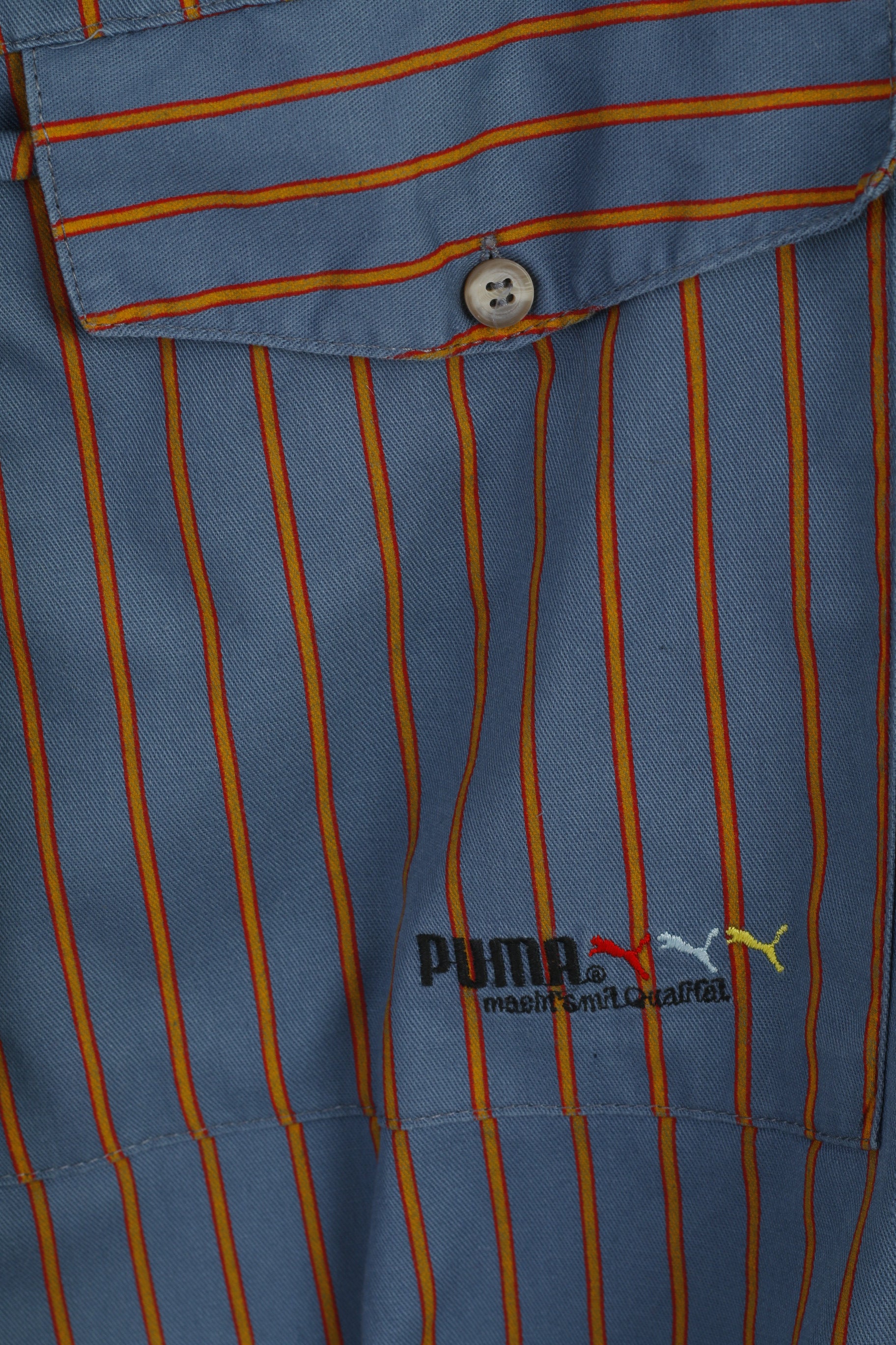 Puma Men S Casual Shirt Blue Striped Vintage Sport 90s Long Sleeve Emroidered Top