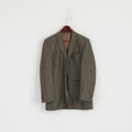 Studio Jeff Banks Men 50 40 Blazer Grey Wool Linen Blend Single Breasted Jacket
