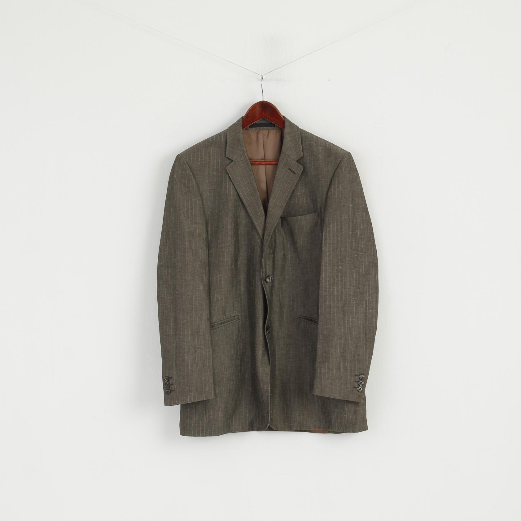 Studio Jeff Banks Uomo 50 40 Blazer Giacca monopetto in misto lana grigia