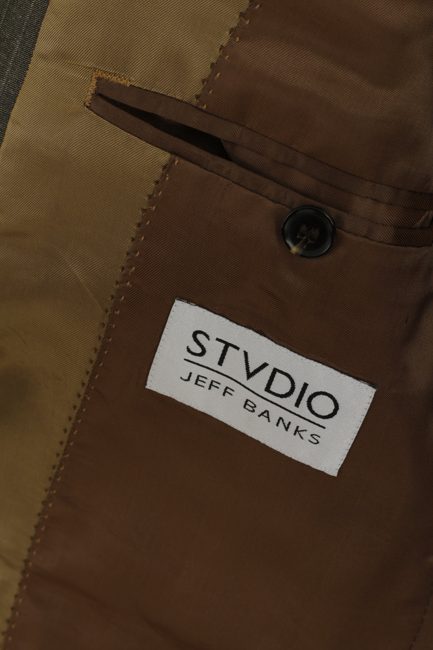 Studio Jeff Banks Men 50 40 Blazer Grey Wool Linen Blend Single Breasted Jacket