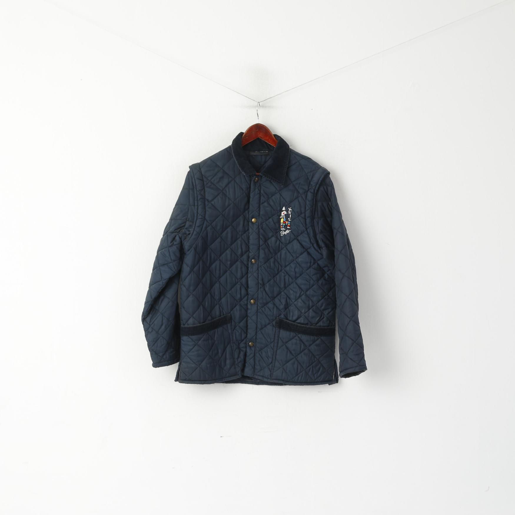 Buffet Lozio Milano Hommes M Veste Marine Vintage Matelassé Manches Amovibles Haut